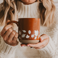 Fall Leaves Orange Stoneware Coffee Mug - Fall Decor & Gifts
