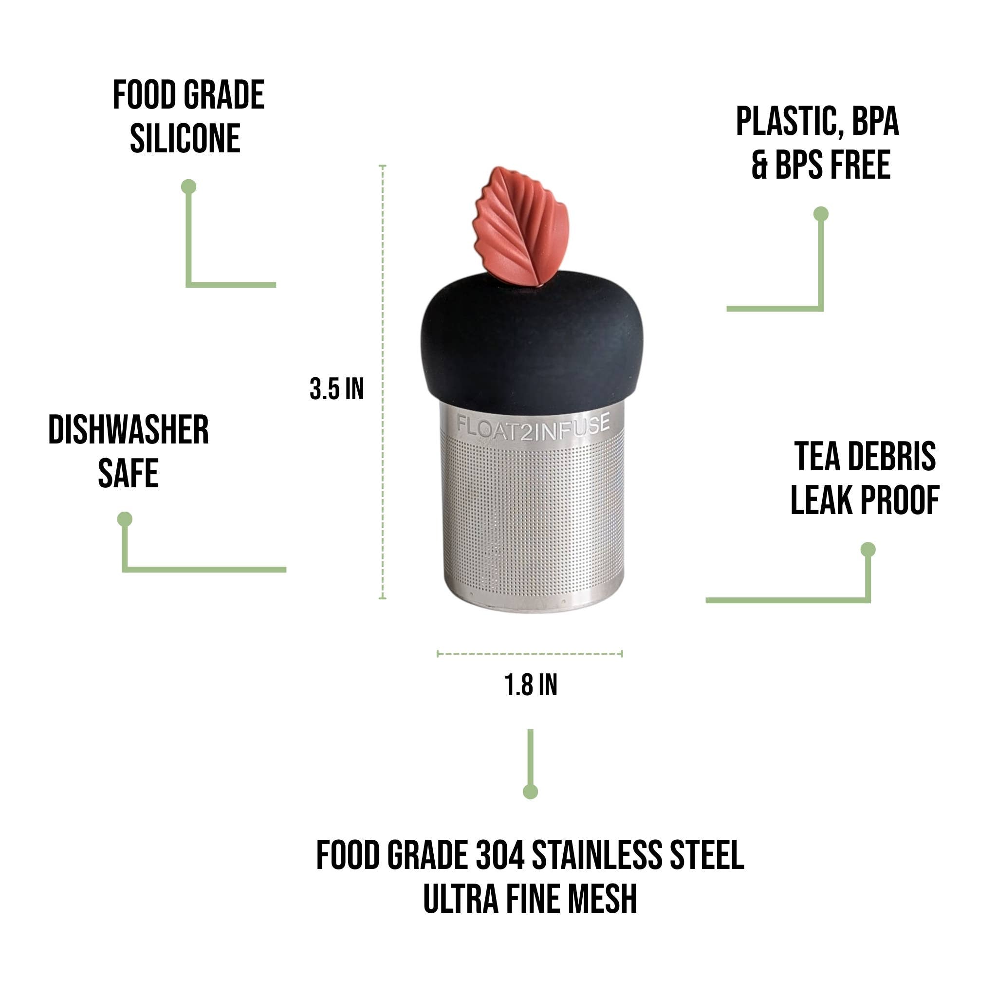 Fall Leaf | Floating Tea Infuser | Black Base | Maroon Leaf