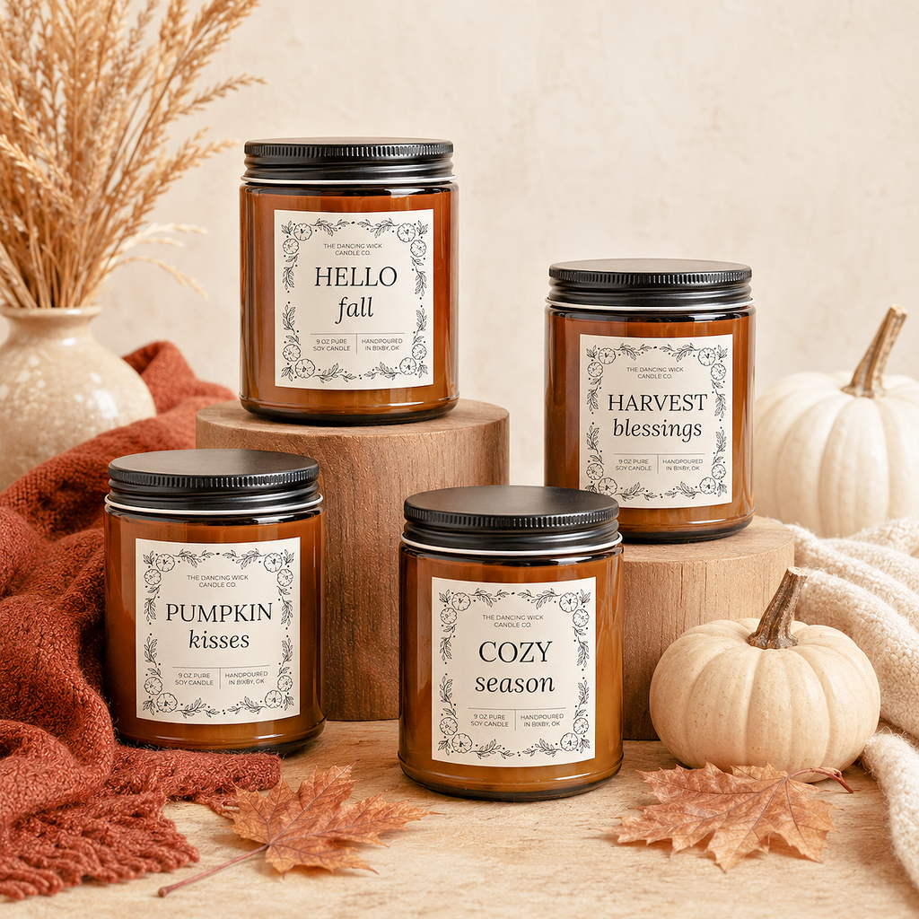 Cozy Season Amber Soy Candle | 9 oz. | Apple Cider Scent