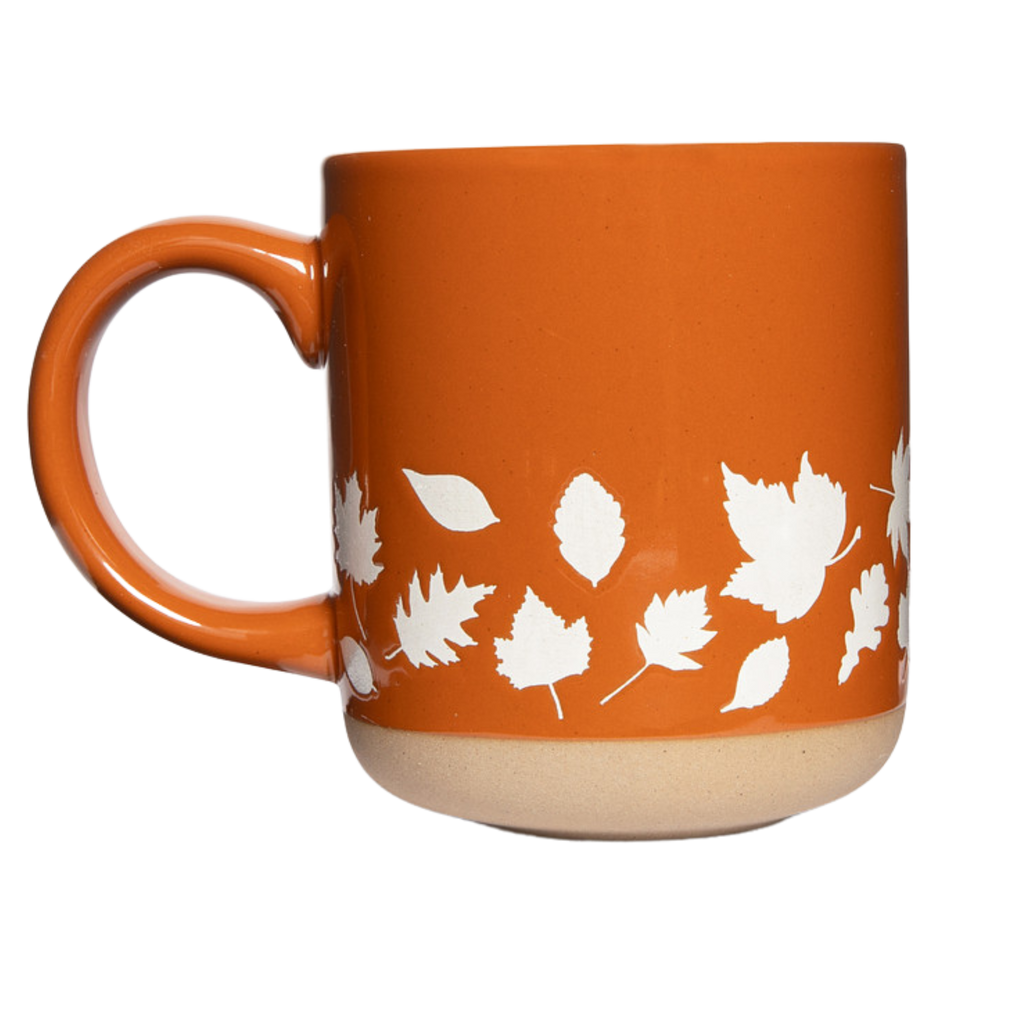 Fall Leaves Orange Stoneware Coffee Mug - Fall Decor & Gifts