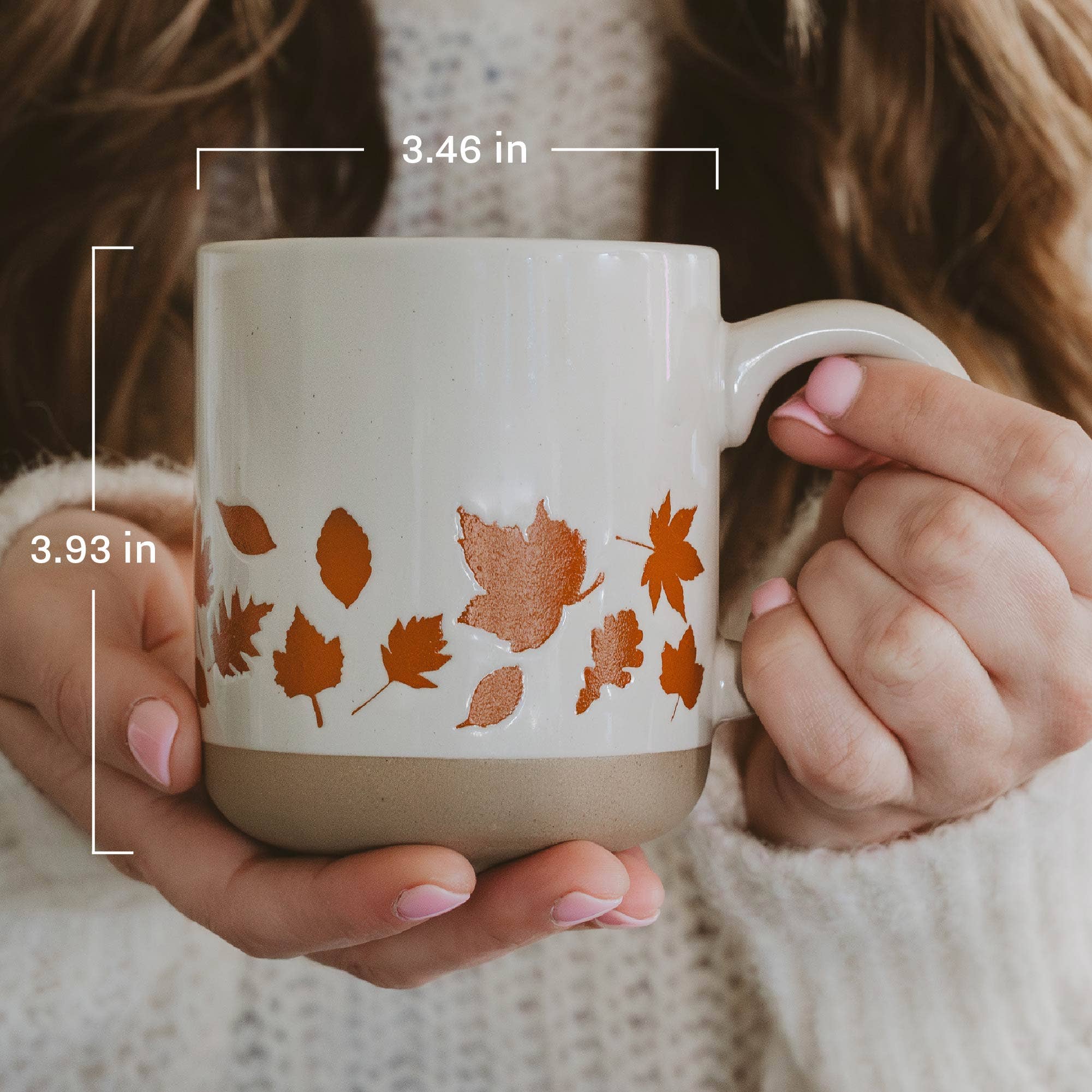 Fall Leaves Orange Stoneware Coffee Mug - Fall Decor & Gifts