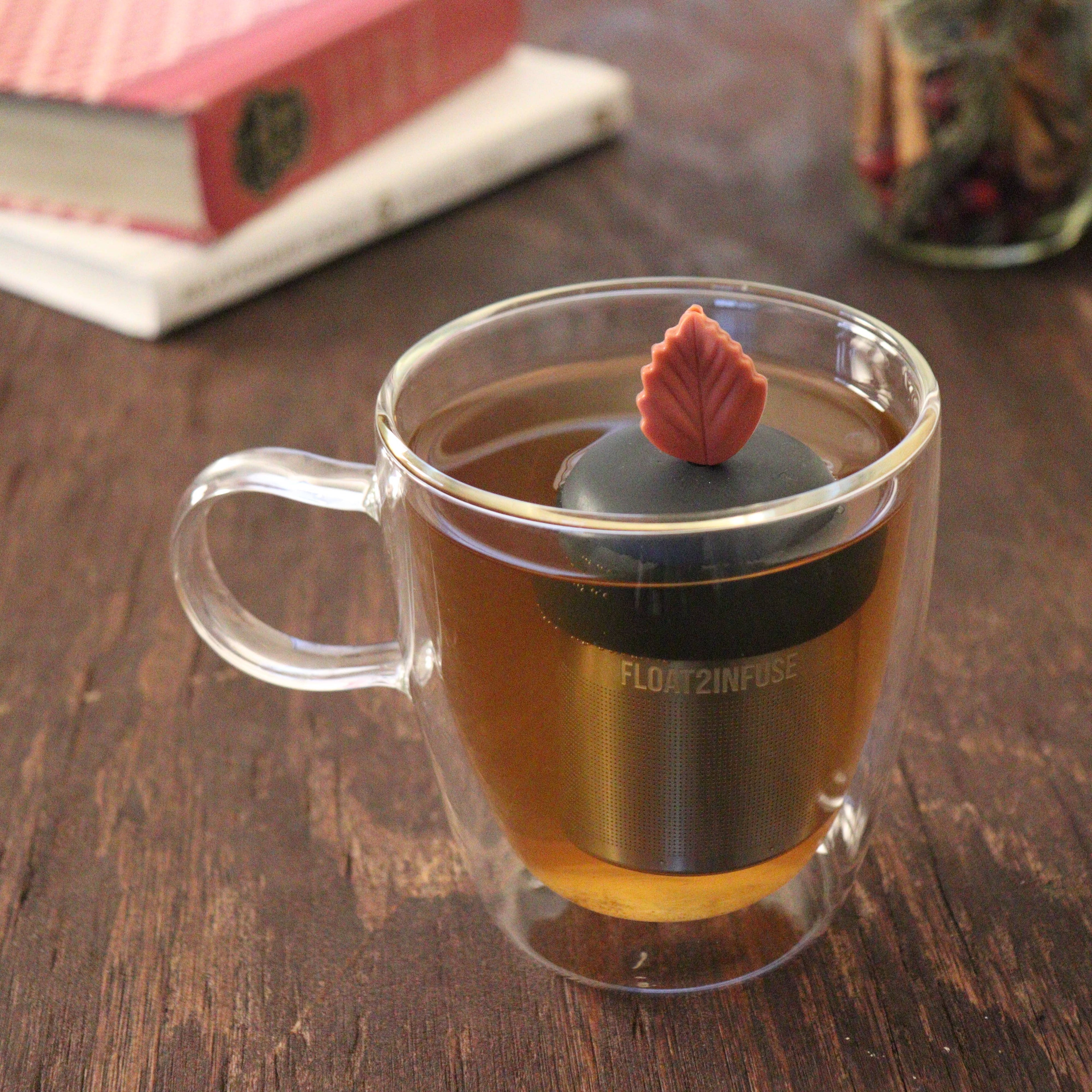 Fall Leaf | Floating Tea Infuser | Black Base | Maroon Leaf