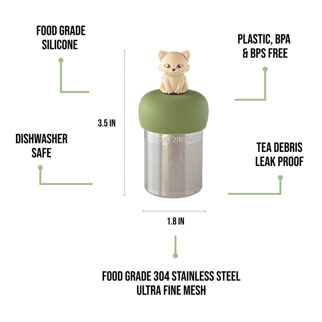 Floating Ivory Cat Tea Infuser | Loose Leaf | Green Base