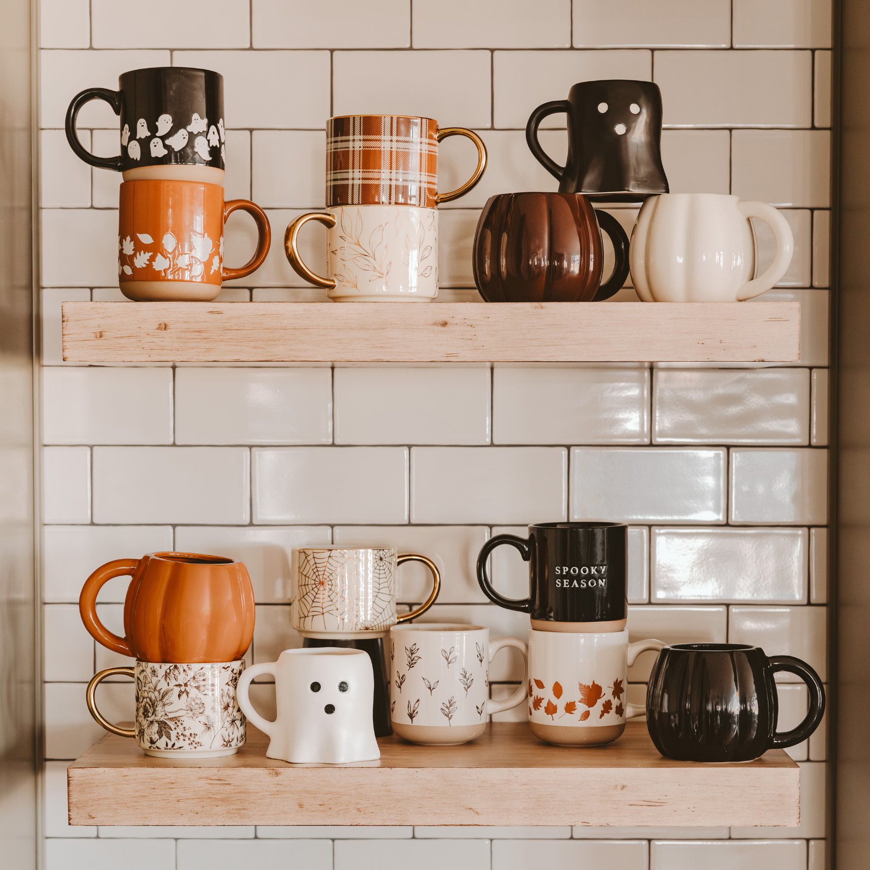 Fall Leaves Orange Stoneware Coffee Mug - Fall Decor & Gifts
