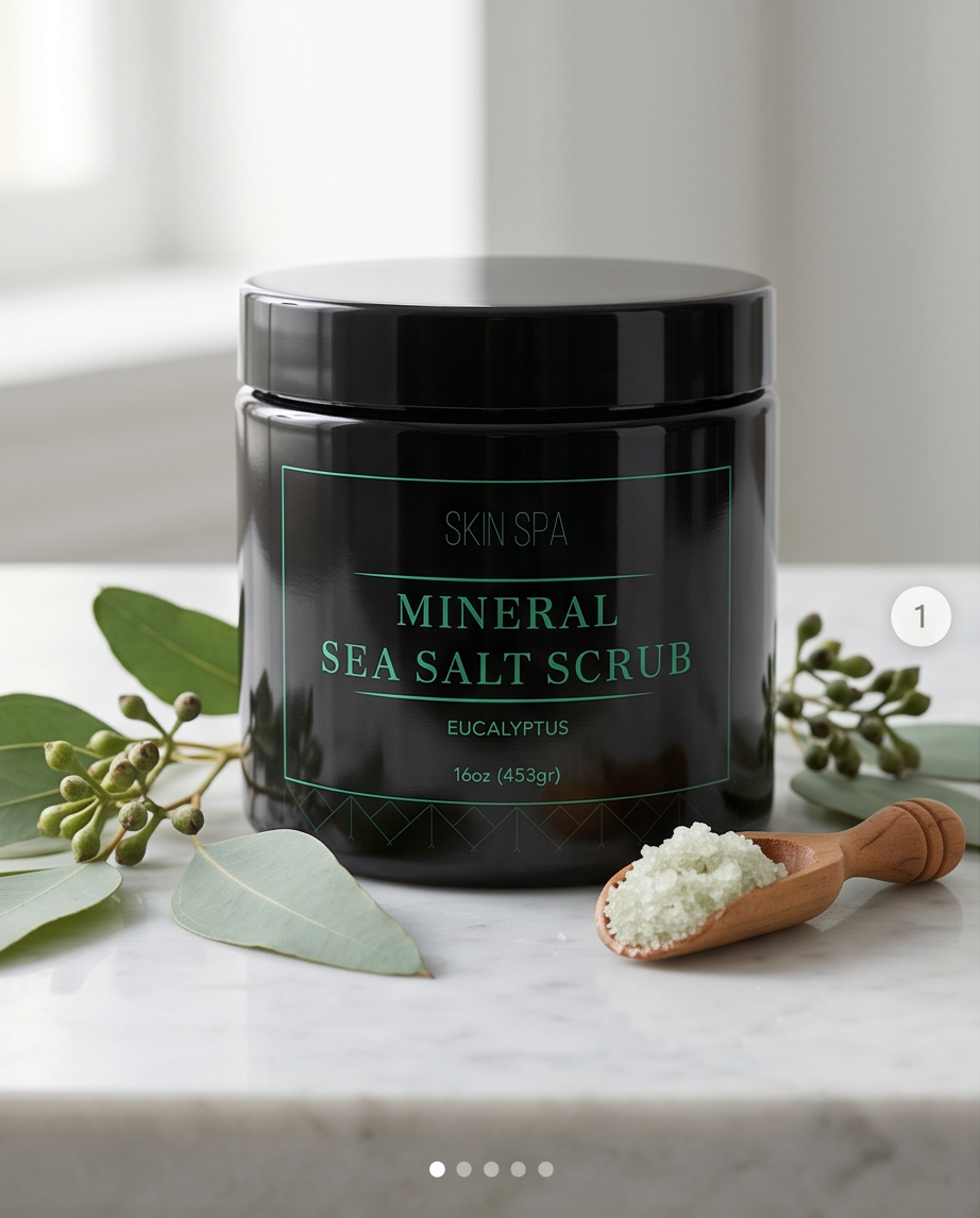 Eucalyptus Mineral Sea Salt Scrub – 16 oz