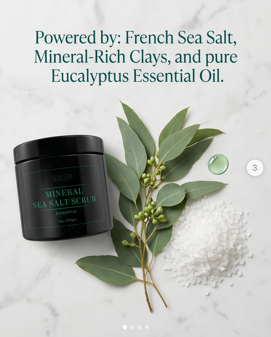 Eucalyptus Mineral Sea Salt Scrub – 16 oz