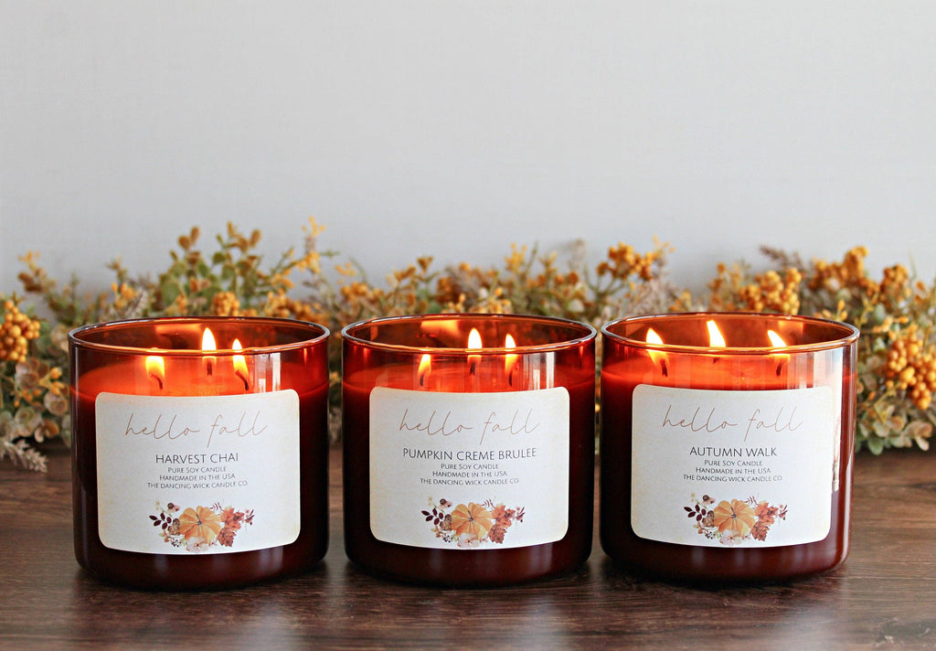 3 wick soy candle | Best Selling Fall Scents | Amber Jar