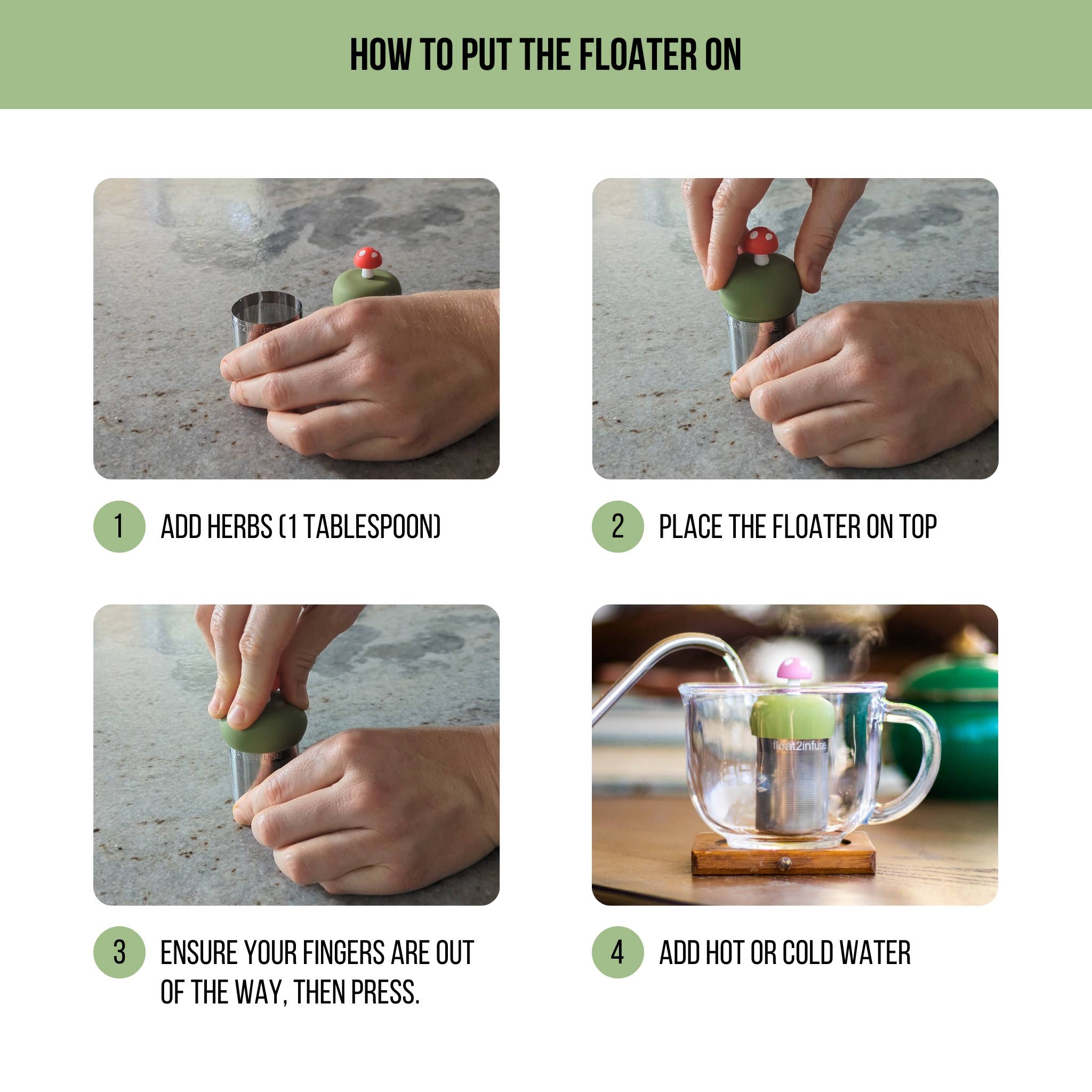 Herb Leaf | Floating Tea Infuser | Green Base | Green Leaf