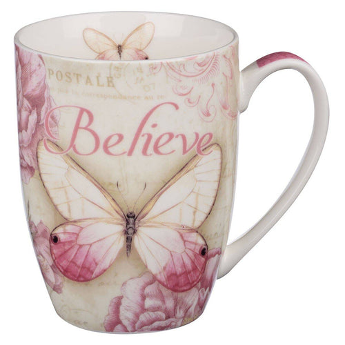 Botanic Butterfly Blessings Pink “Believe” Mug
