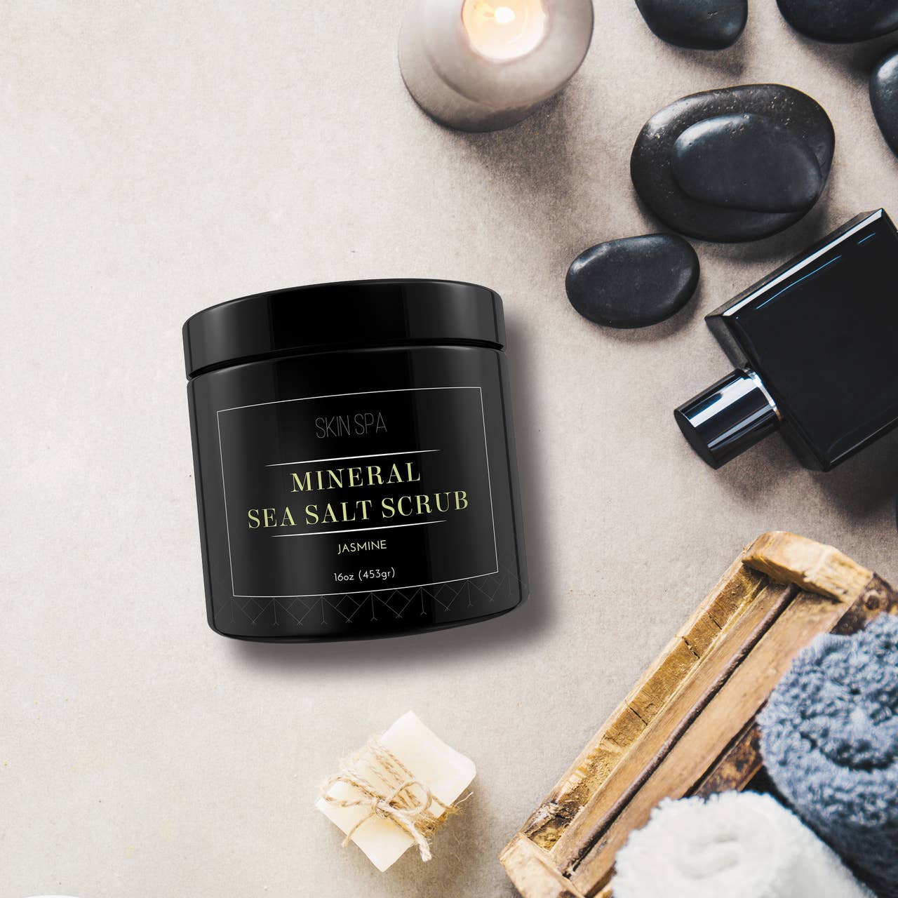 Classic Jasmine Mineral Sea Salt Scrub – 16 oz