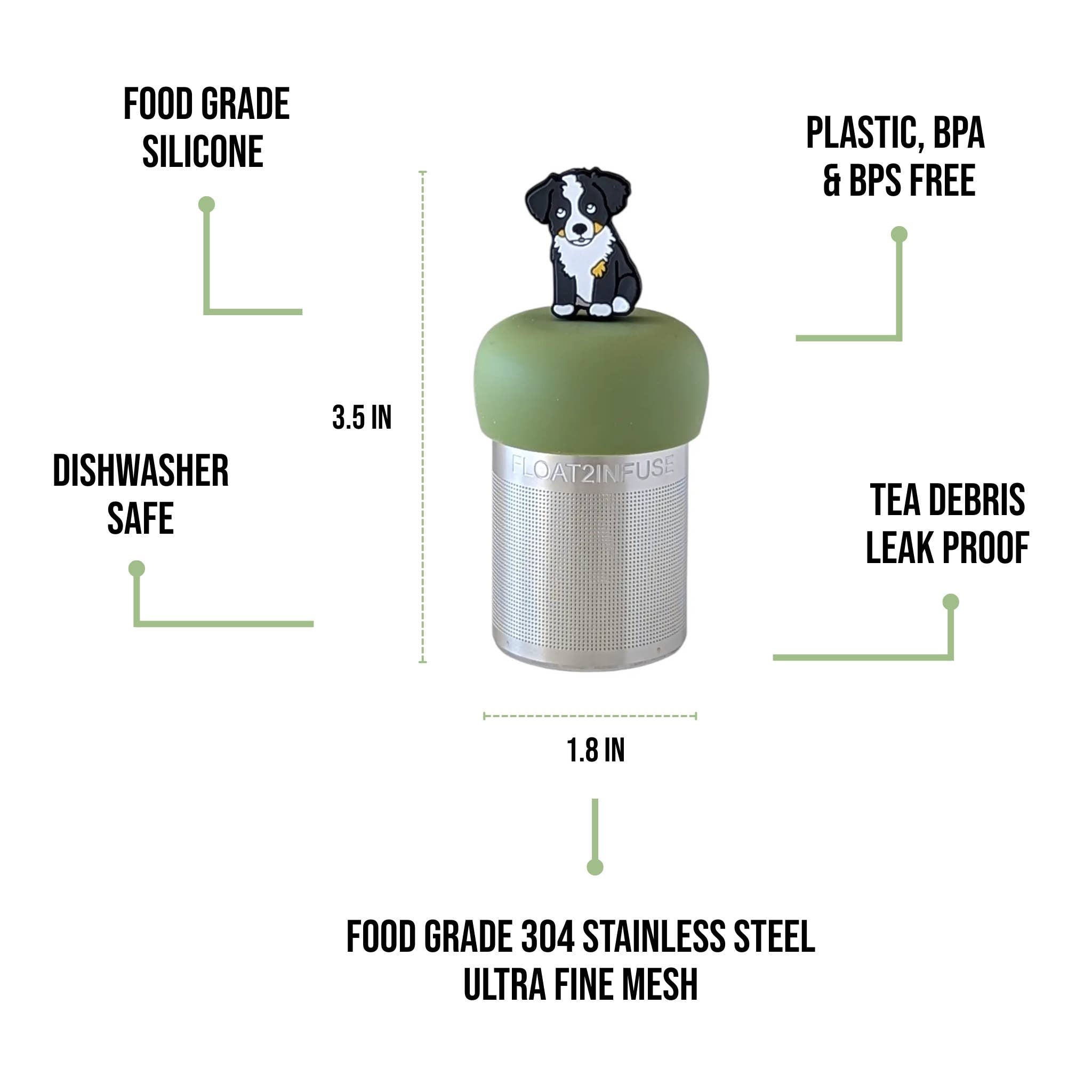 Border Collie Tea Infuser | Floating | Green Base
