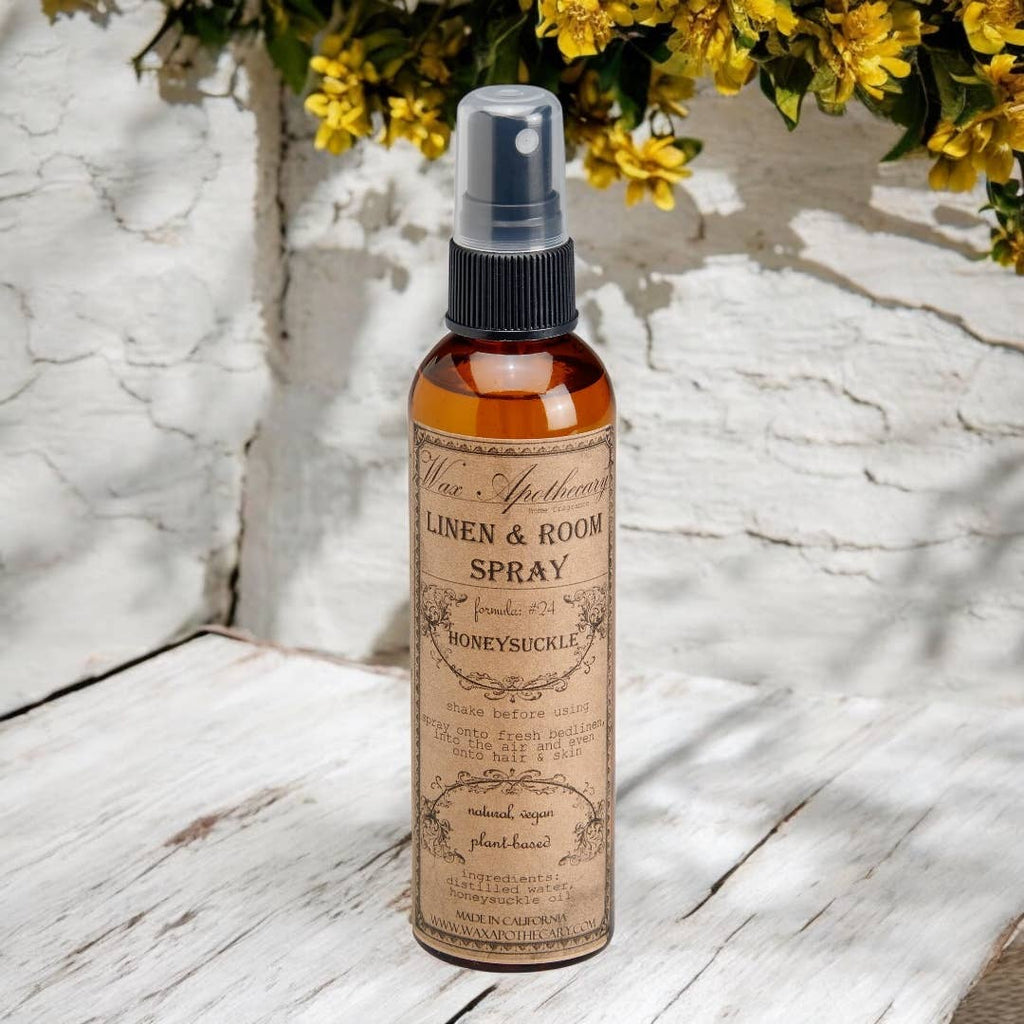 Honeysuckle Linen & Room Spray, 4 oz Amber Bottle